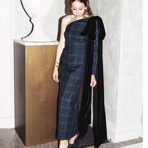 ANTONIO MELANI Plaid One-Shoulder Dress Sz.14